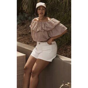 ANTHROPOLOGIE The Colette Shorts by Maeve: Denim Edition in White Preppy Sailor